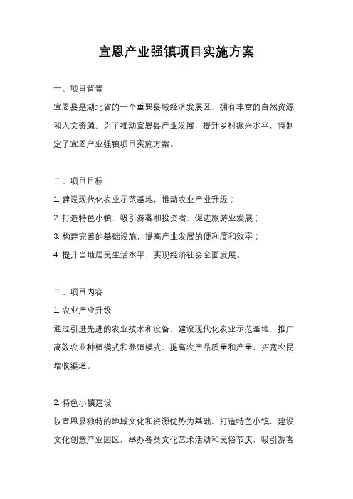 宣恩产业强镇项目实施方案
