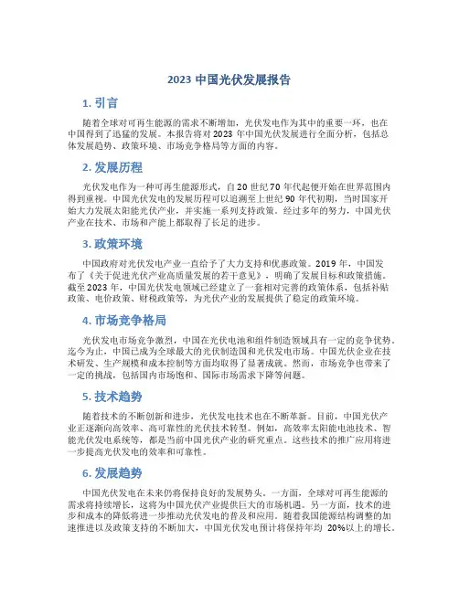 2023中国光伏发展报告