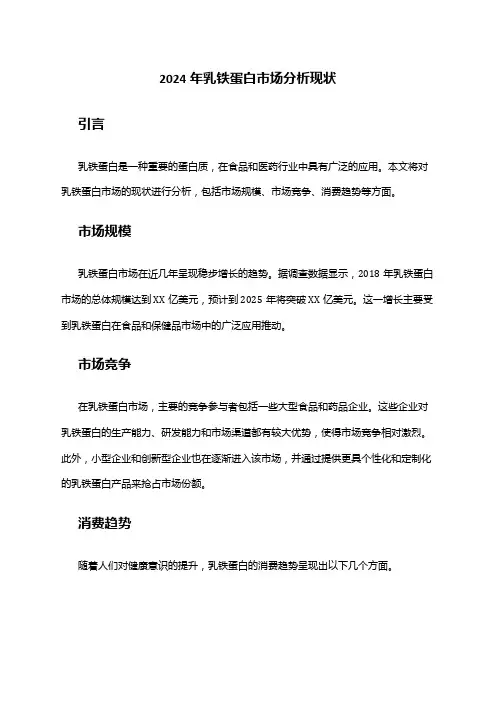 2024年乳铁蛋白市场分析现状