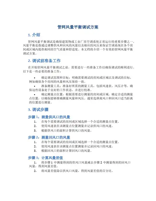 管网风量平衡调试方案