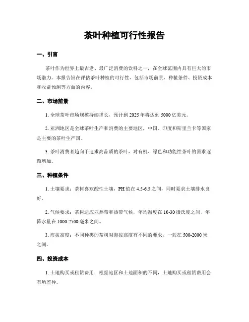 茶叶种植可行性报告