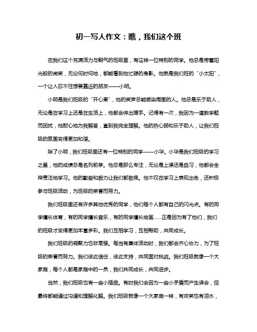 初一写人作文：瞧,我们这个班