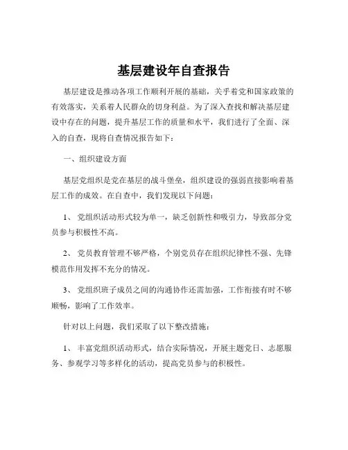基层建设年自查报告