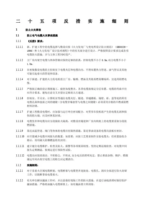 电厂二十五项反措实施细则