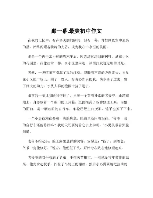 那一幕,最美初中作文