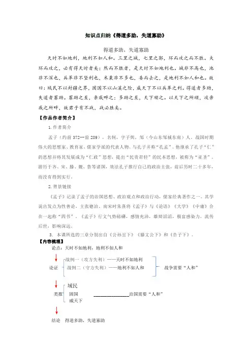 【知识点归纳】--《得道多助,失道寡助》