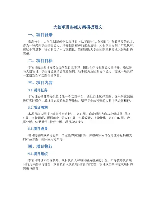 大创项目实施方案模板范文