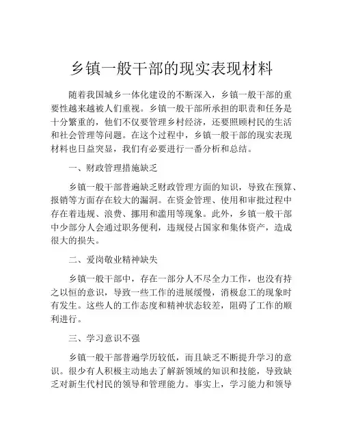 乡镇一般干部的现实表现材料