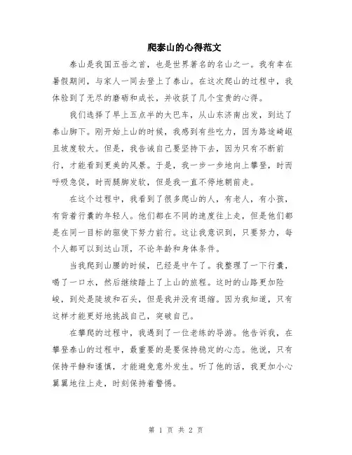 爬泰山的心得范文