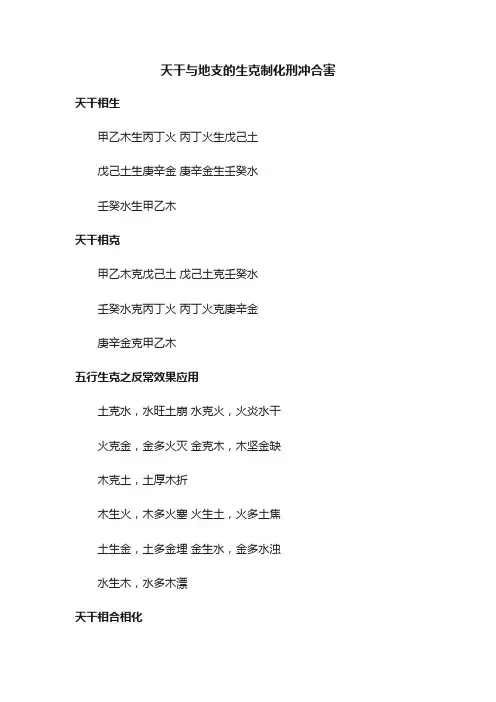 天干与地支的生克制化刑冲合害