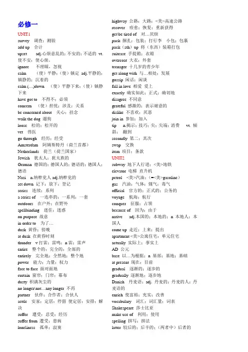 人教版高中英语单词表(必修1至选修8带目录)
