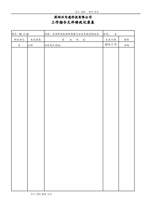 波峰焊温度曲线测量方法及参数控制标准