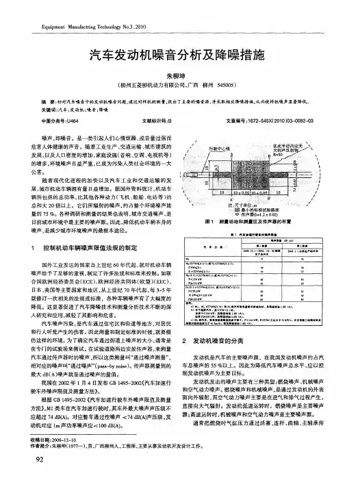 汽车发动机噪音分析及降噪措施