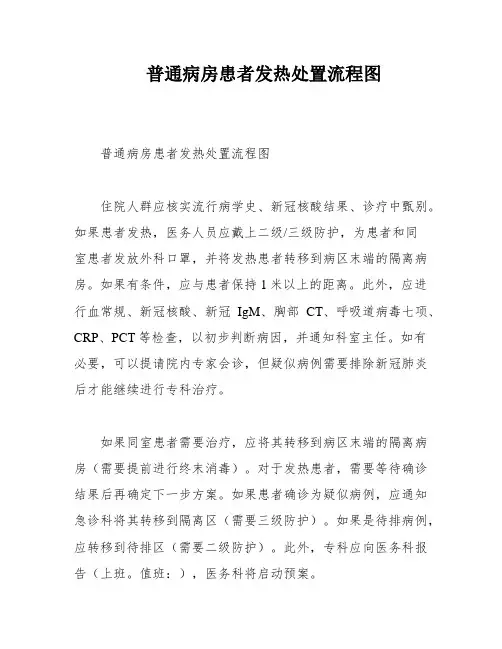 普通病房患者发热处置流程图