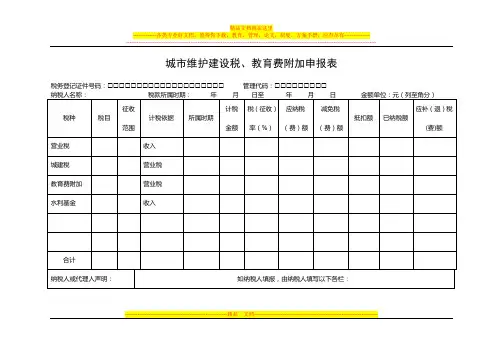 城市维护建设税、教育费附加申报表