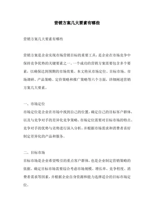 营销方案几大要素有哪些