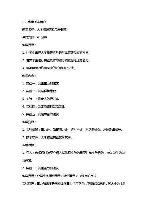 大学物理实验电子教案