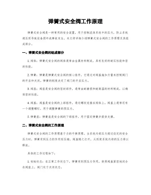 弹簧式安全阀工作原理