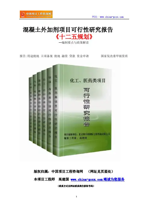 混凝土外加剂项目可行性研究报告立项范文格式