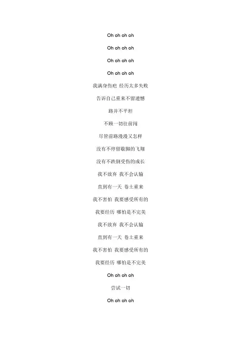 尝试一切-(电影 《疯狂动物城》中文主题曲)文本歌词