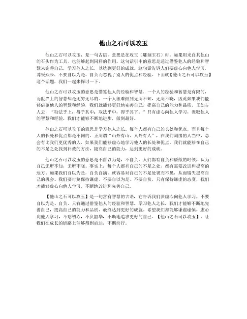 他山之石可以攻玉