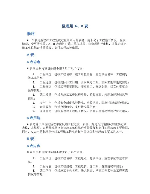 监理用A、B表(DOC)