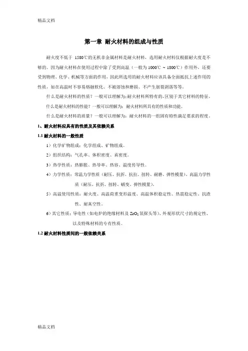 耐火材料的组成与性质知识讲解