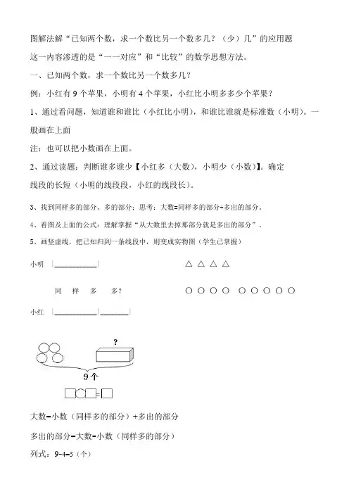 已知两个数,求一个数比另一个数多(少)几的应用题