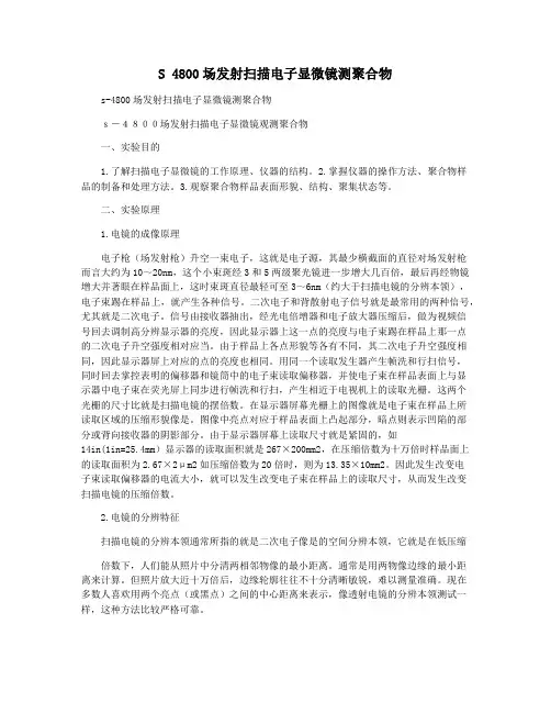 S 4800场发射扫描电子显微镜测聚合物