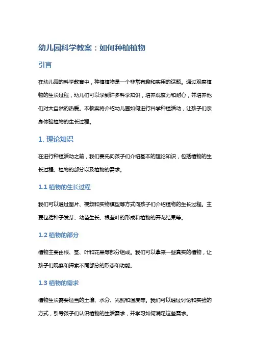 幼儿园科学教案：如何种植植物