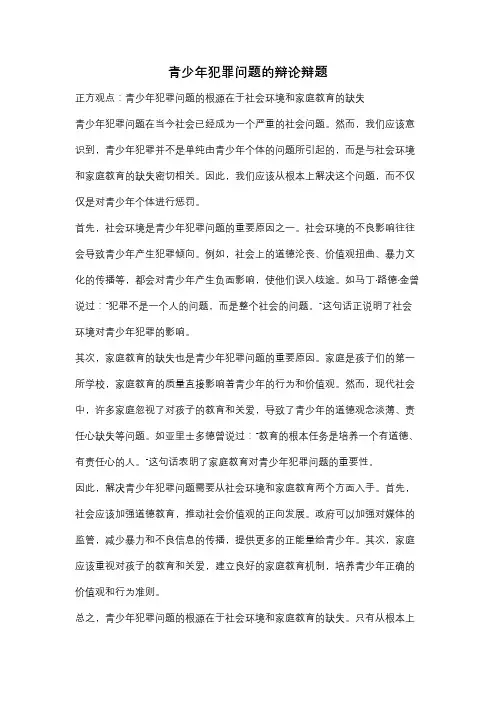 青少年犯罪问题的辩论辩题