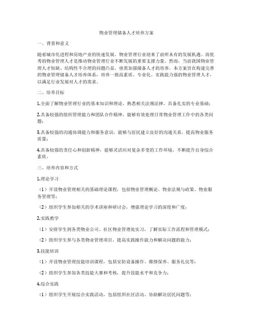 物业管理储备人才培养方案