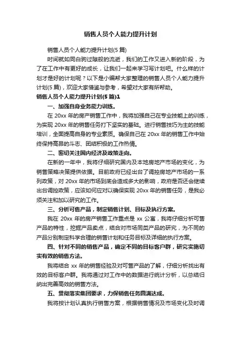 销售人员个人能力提升计划（5篇）
