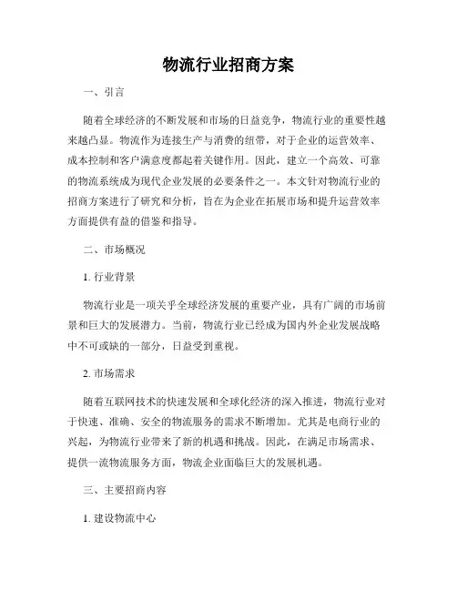 物流行业招商方案
