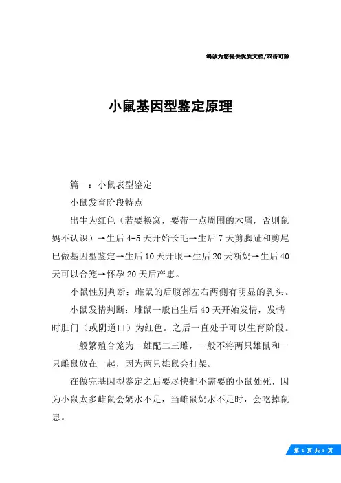 小鼠基因型鉴定原理