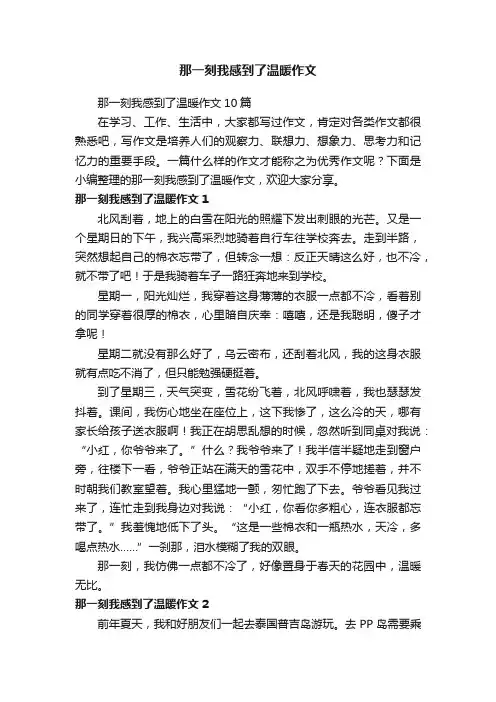 那一刻我感到了温暖作文10篇