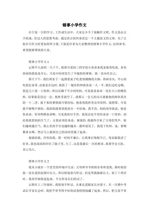 错事小学作文