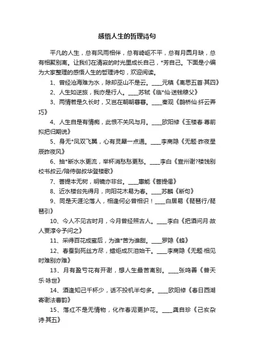感悟人生的哲理诗句
