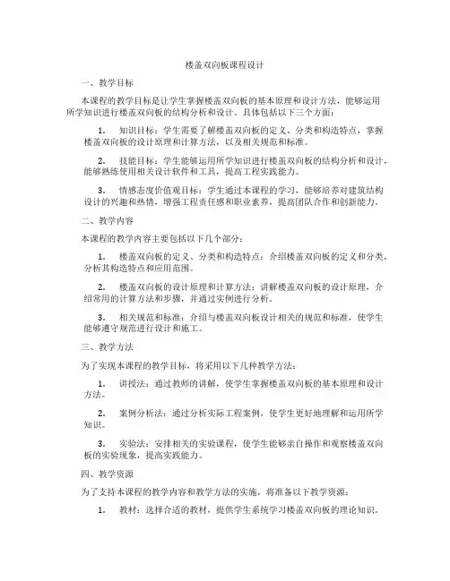 楼盖双向板课程设计