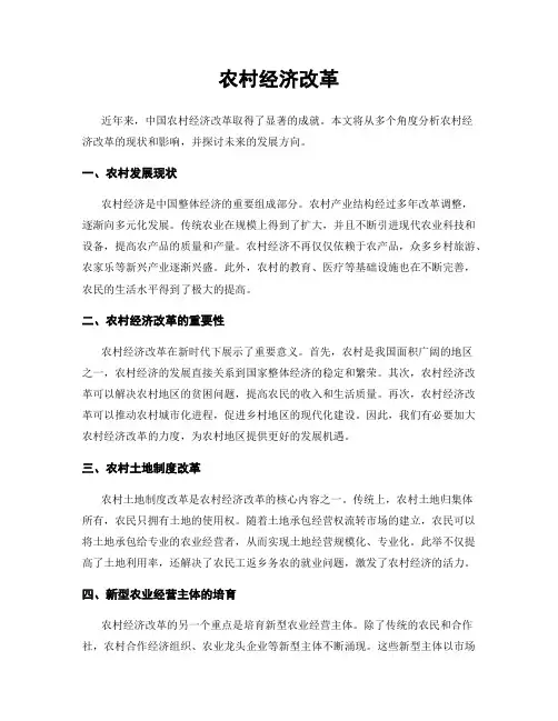 农村经济改革