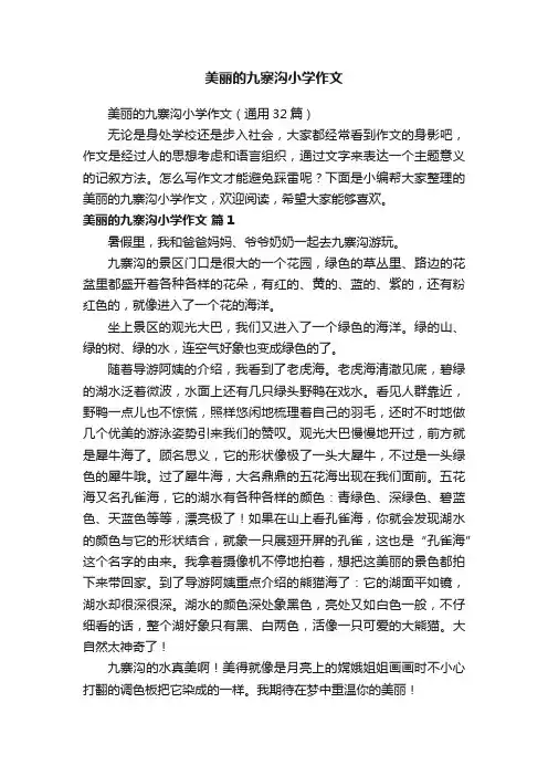 美丽的九寨沟小学作文（通用32篇）