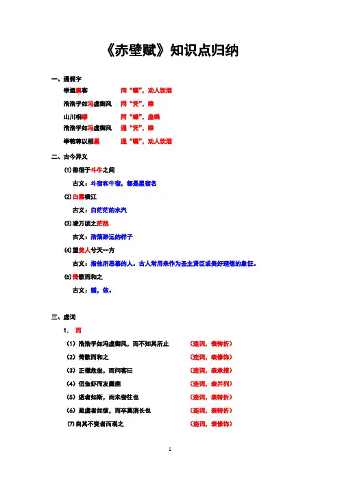《前赤壁赋》知识点归纳15154