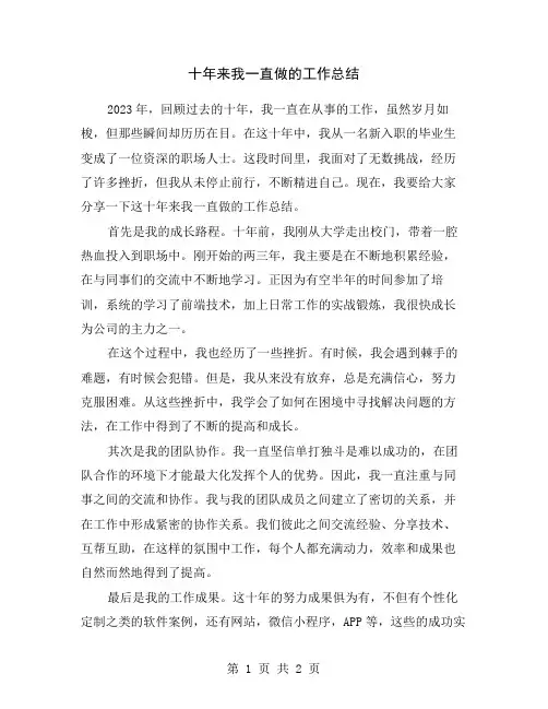 十年来我一直做的工作总结