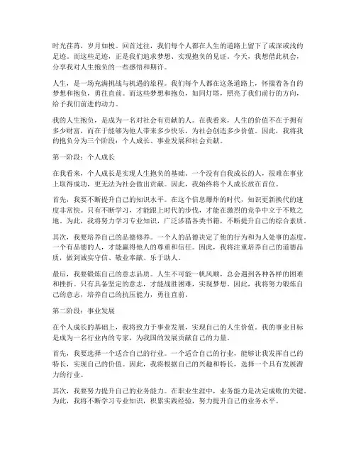 人生抱负的感言