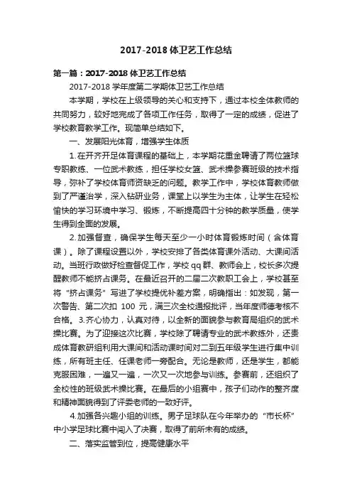 2017-2018体卫艺工作总结
