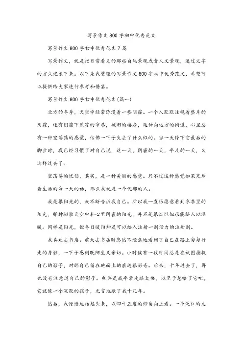 写景作文800字初中优秀范文
