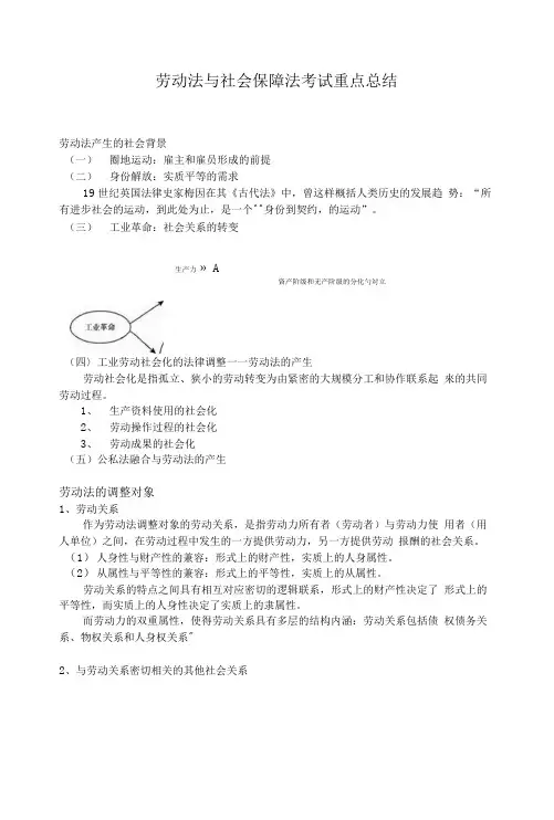 完整word版劳动法与社会保障法期末考试重点总结