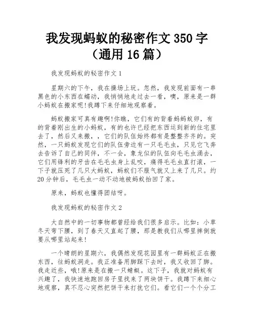 我发现蚂蚁的秘密作文350字(通用16篇)