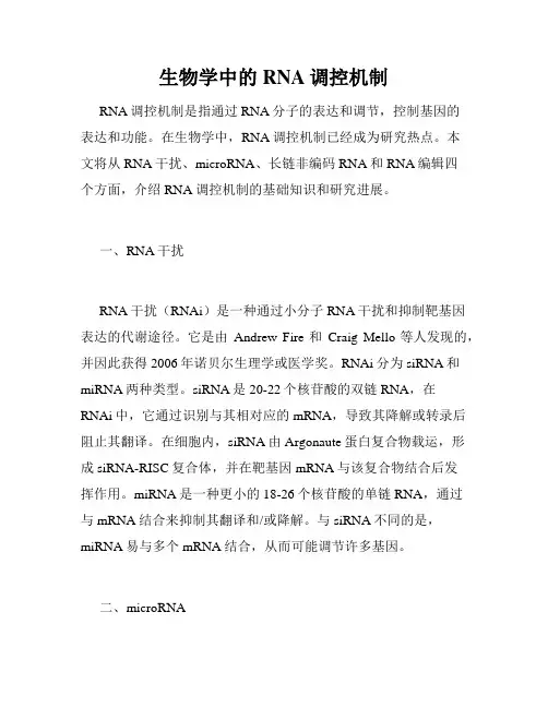 生物学中的RNA调控机制