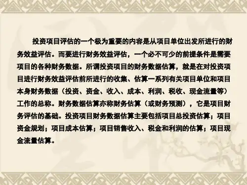投资项目财务数据估算概述